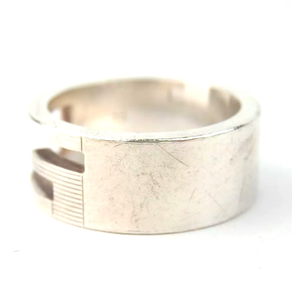 Gucci Silver Ring With G Logo Motif Fashion Handmade chic prestige - Picture 2 of 11